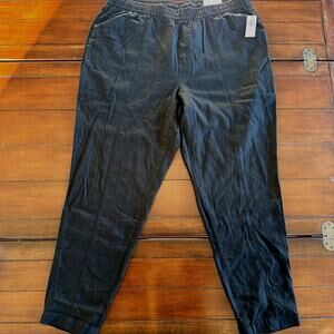 NWT Old Navy Linen Blend High-Rise Crop Drawstring Pants Womens L NEW